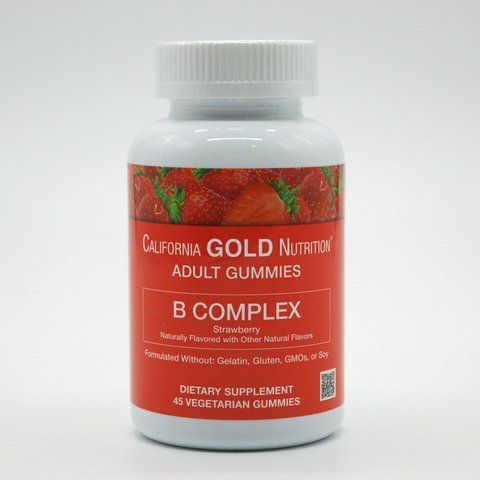 California Gold Nutrition, комплекс вітамінів групи B, зі смаком полуниці, 45 жувальних мармеладок CGN-01201 фото
