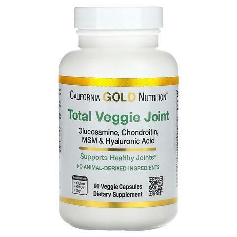 Глюкозамін хондроїтин МСМ і гіалуронова кислота, Total Veggie Joint, California Gold Nutrition, 90 капсул CGN-01156 фото