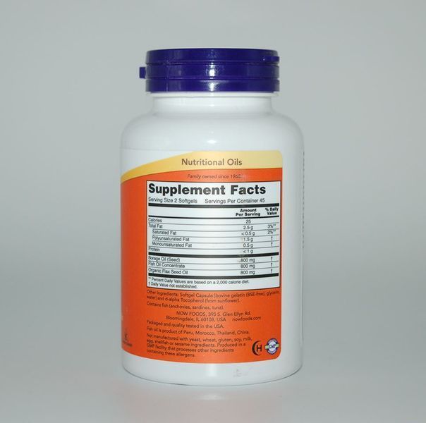 Now Foods Super Omega 3-6-9, жирні омега-кислоти, 1200 мг, 90 капсул NOW-01839 фото