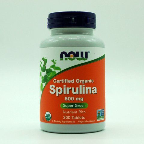 NOW Foods, сертифікована органічна спіруліна (Organic Spirulina), 500 мг, 200 таблеток NOW-02698 фото