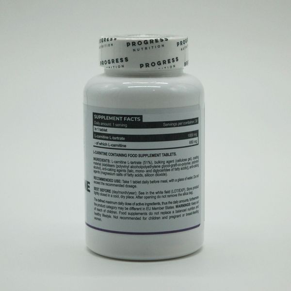 Л-карнітин, Progress Nutrition, 1000 мг, 30 таблеток PRG-35681 фото