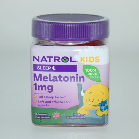 Natrol, Жувальні таблетки з мелатоніном, для дітей від 4 років, малина, 1 мг, 90 жувальних мармеладок NTL-07530 фото