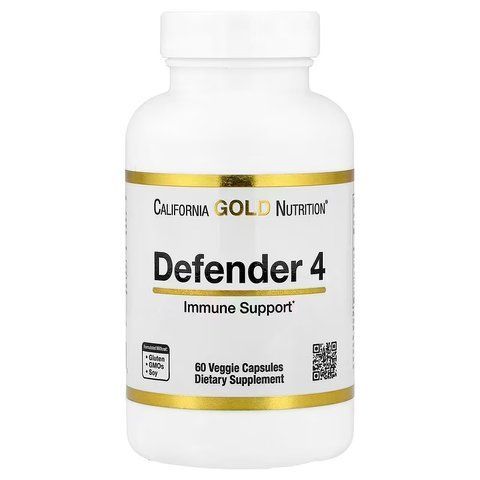 Комплекс для підтримки імунітету Defender 4, California Gold Nutrition, 60 капсул CGN-02545 фото