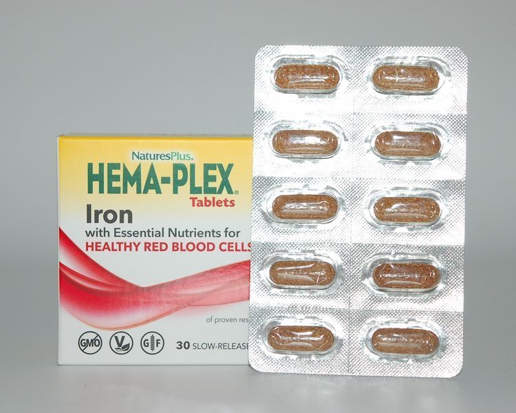 Комплекс вітамінів і мінералів Hema-Plex, Nature's Plus, 30 таблеток з повільним вивільненням NAP-03770 фото
