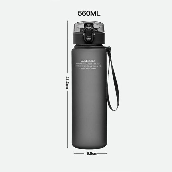 Спортивна пляшка для води з поїлкою/захистом на шнурку &ldquo;CASNO&rdquo; 560 мл &ndash; чорна LHB-9161 фото